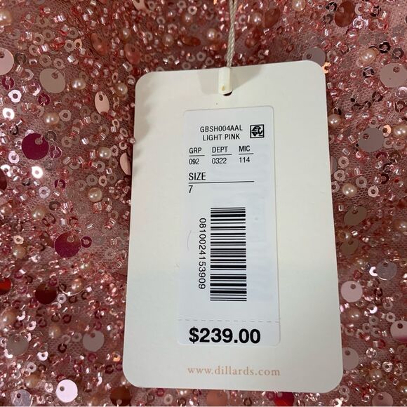 NWT GB Light Pink Sequin Homecoming Hoco Party Cocktail Dress Dillards Size 7 - Picture 8 of 9